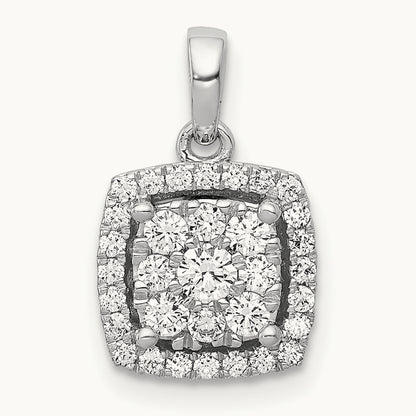 1/2ct. Diamond Square Cluster Pendant, 14K White Gold