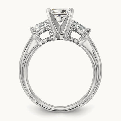 3-Stone Diamond Semi-Mount Peg Set Engagement Ring, 14K White Gold