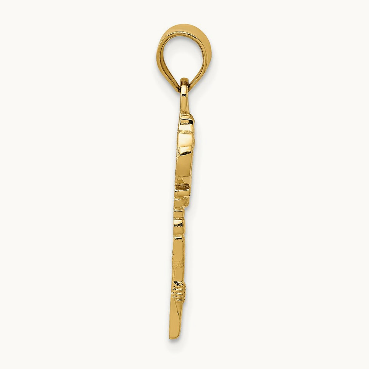 Polished Filigree Key Charm, 14K