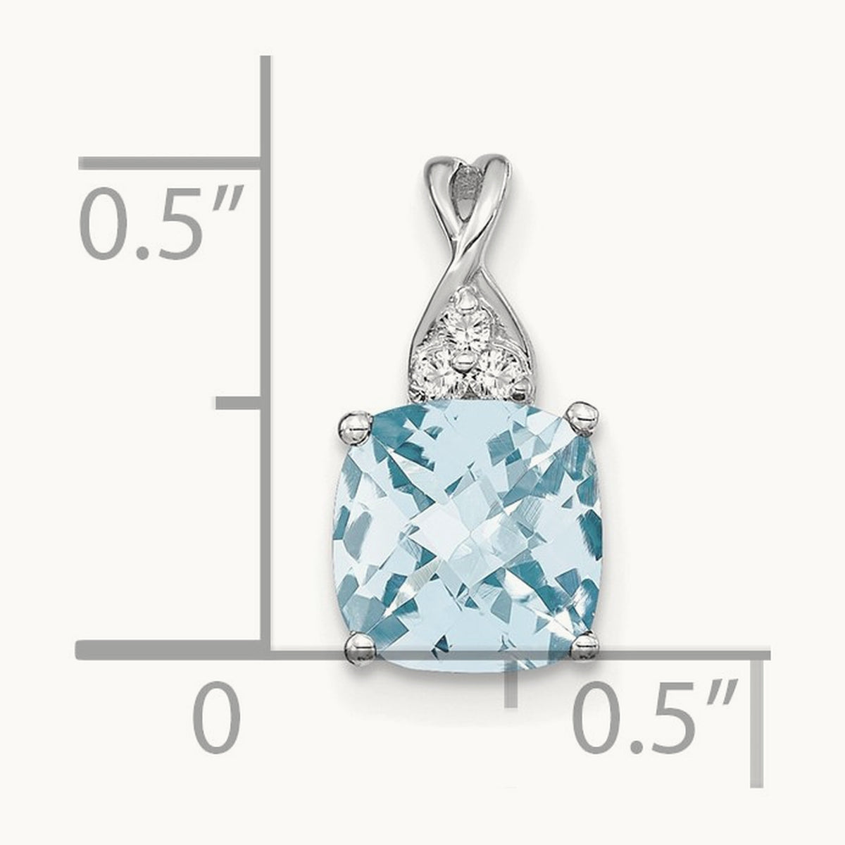 Checkerboard Aquamarine and Diamond Pendant — 14K White Gold