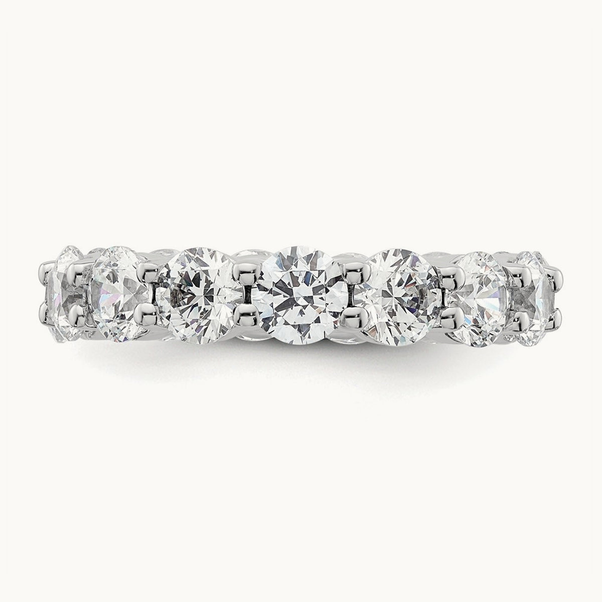 Polished Shared Prong Diamond Eternity Band, 4.00 ct tw — 14K White Gold