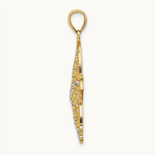 Starfish Filigree Charm, 14K with White Rhodium