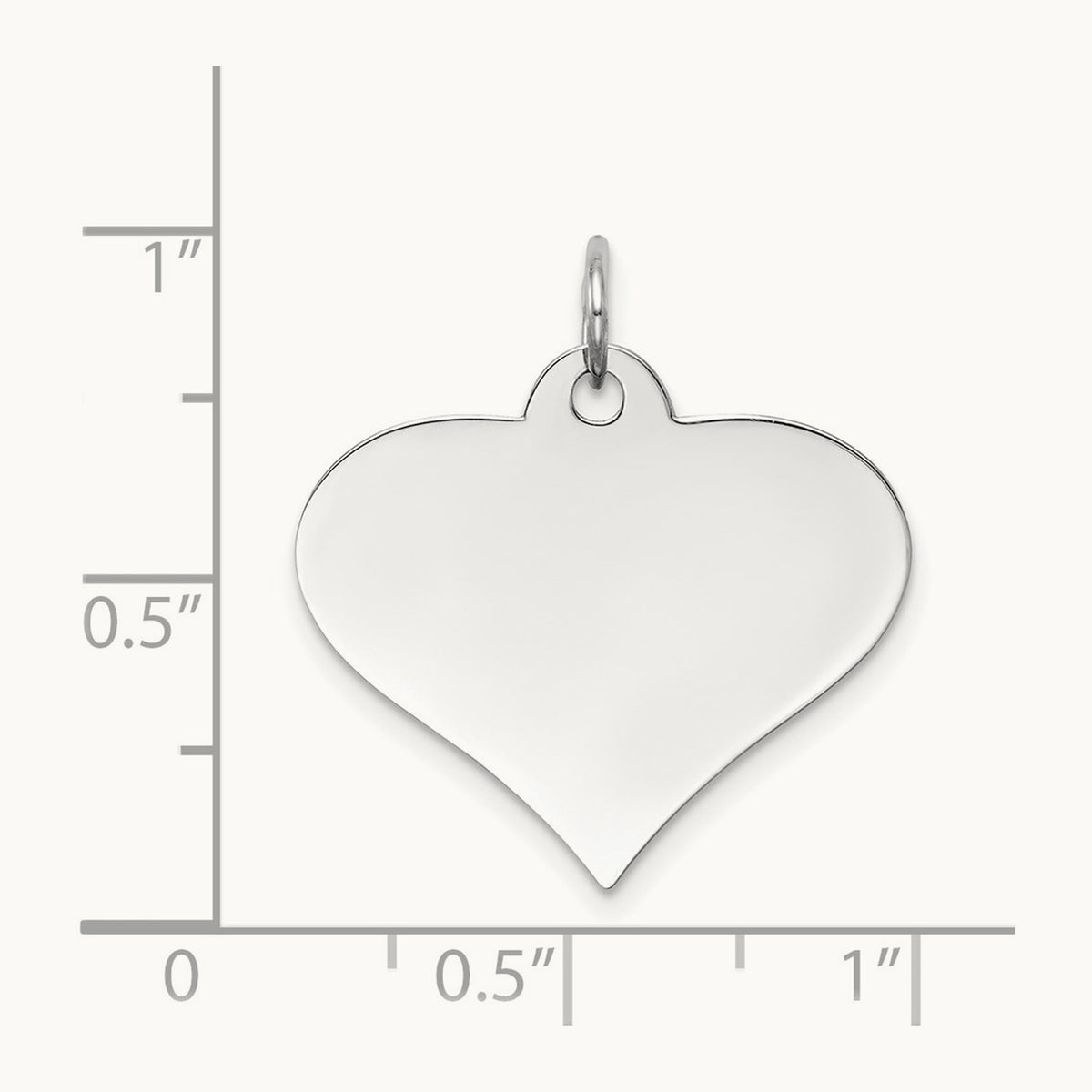 Plain .018 Gauge Engraveable Heart Disc Charm — 14K White Gold, 22mm