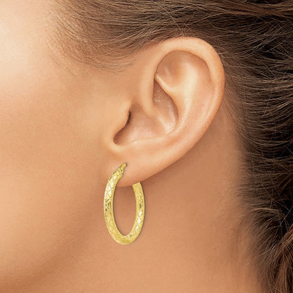 Polished and Textured Hinged Hoop Earrings — Leslie's — photo set