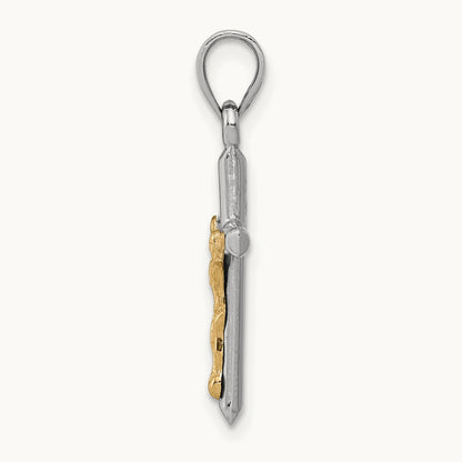 Hollow Crucifix Charm, 14K Two-tone