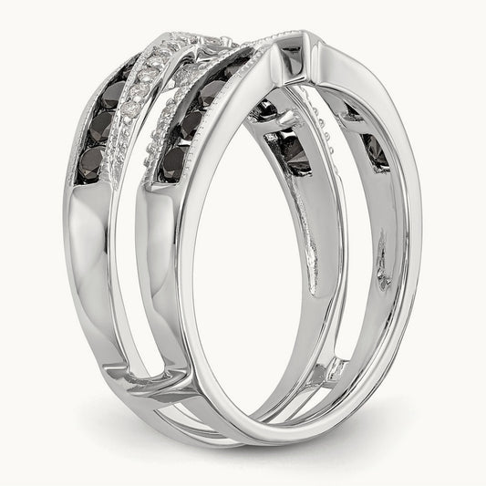 Black and White Diamond Guard, 14K White Gold