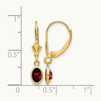 6x4mm Garnet/January Earrings, 14K
