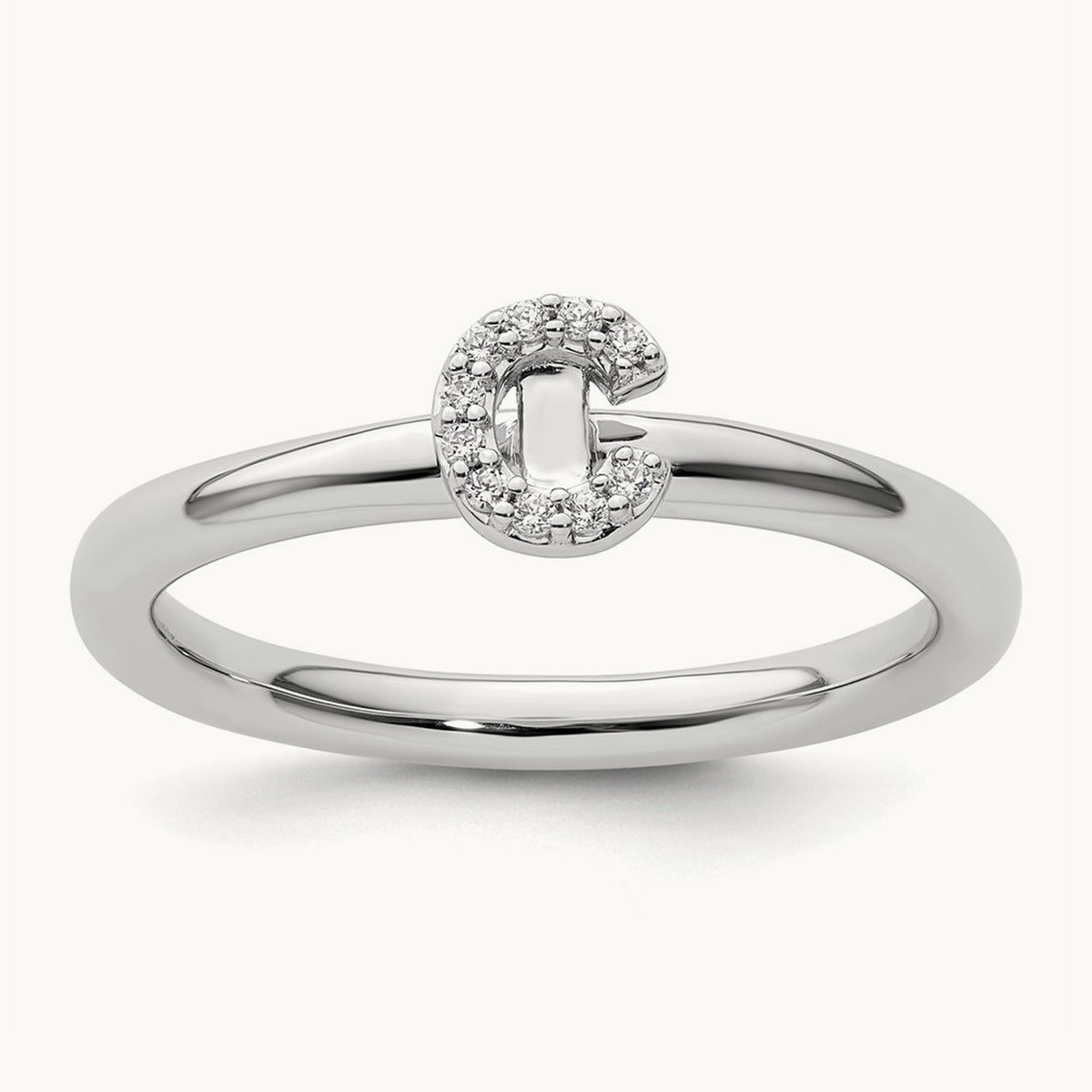 Stackable Diamond Ring — 14K White Gold, C