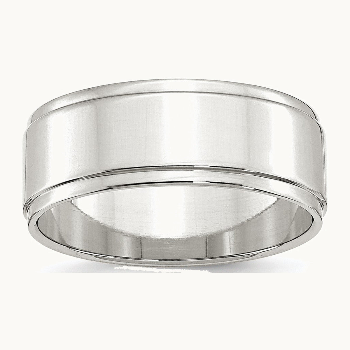 Sterling Silver 8mm Flat with Step Edge Band