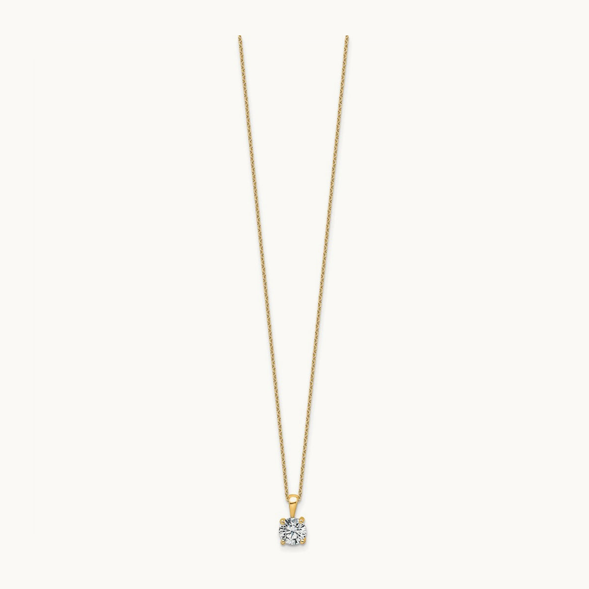 Four-Prong Pendant Necklace, 0.50-2.00 ct tw Lab-Grown Diamond — 1 ct, 14K Yellow Gold