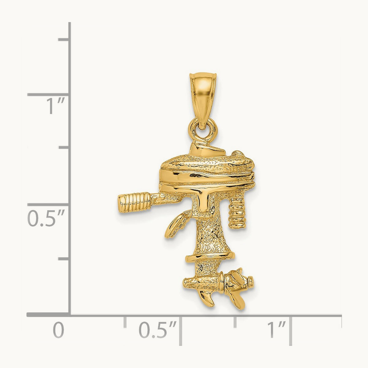 3-D Moveable Boat Engine Charm, 14K