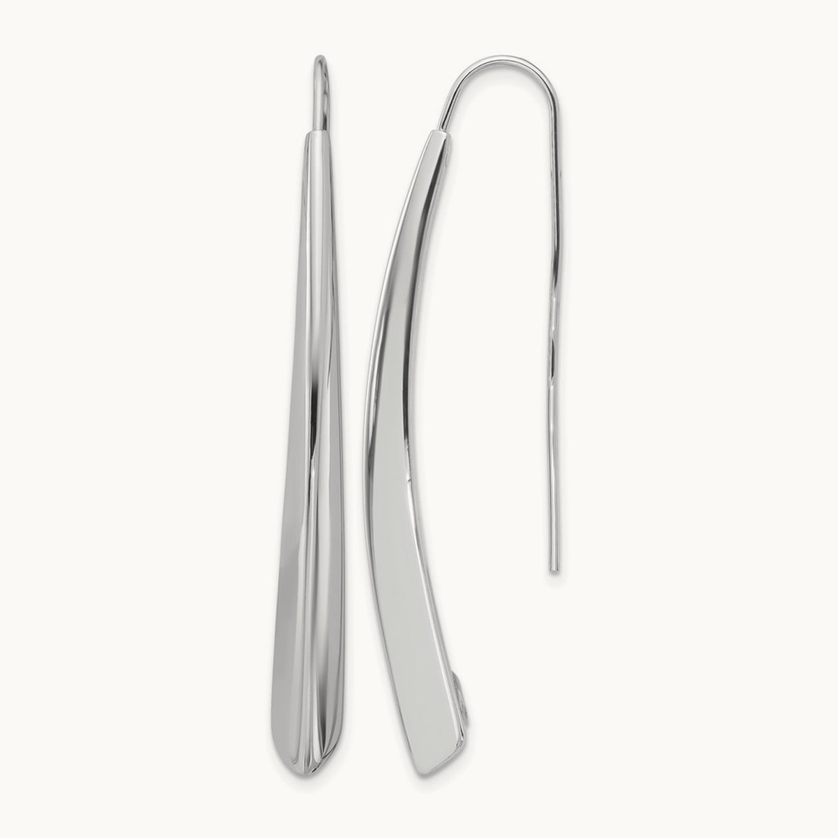 Rhodium-plate Polished Drop Bar Threader Earrings, Sterling Silver — Leslie's