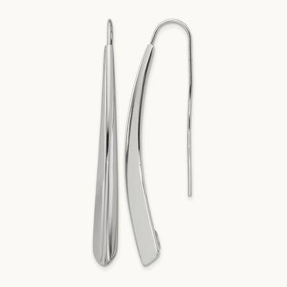 Rhodium-plate Polished Drop Bar Threader Earrings, Sterling Silver — Leslie's