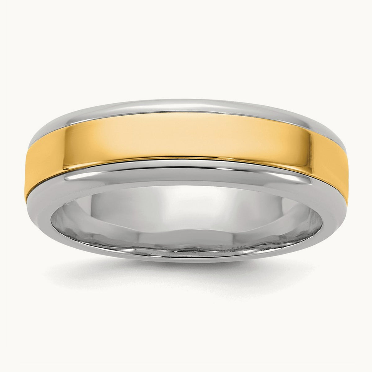 W/Y Beveled Edge Wedding Band, 6mm, 14K Two-tone