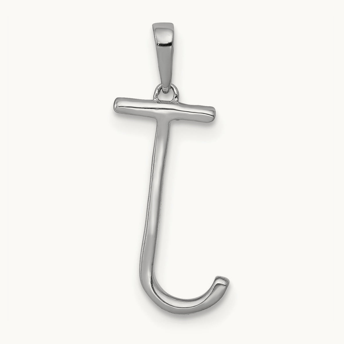 Diamond Letter J Initial Pendant, 14K White Gold