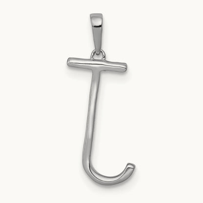 Diamond Letter J Initial Pendant, 14K White Gold