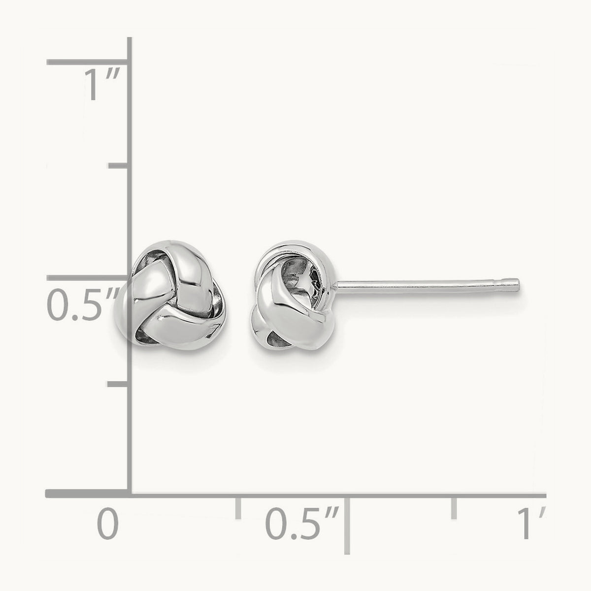 Polished Love Knot Post Earrings — 14K White Gold, 6.5mm
