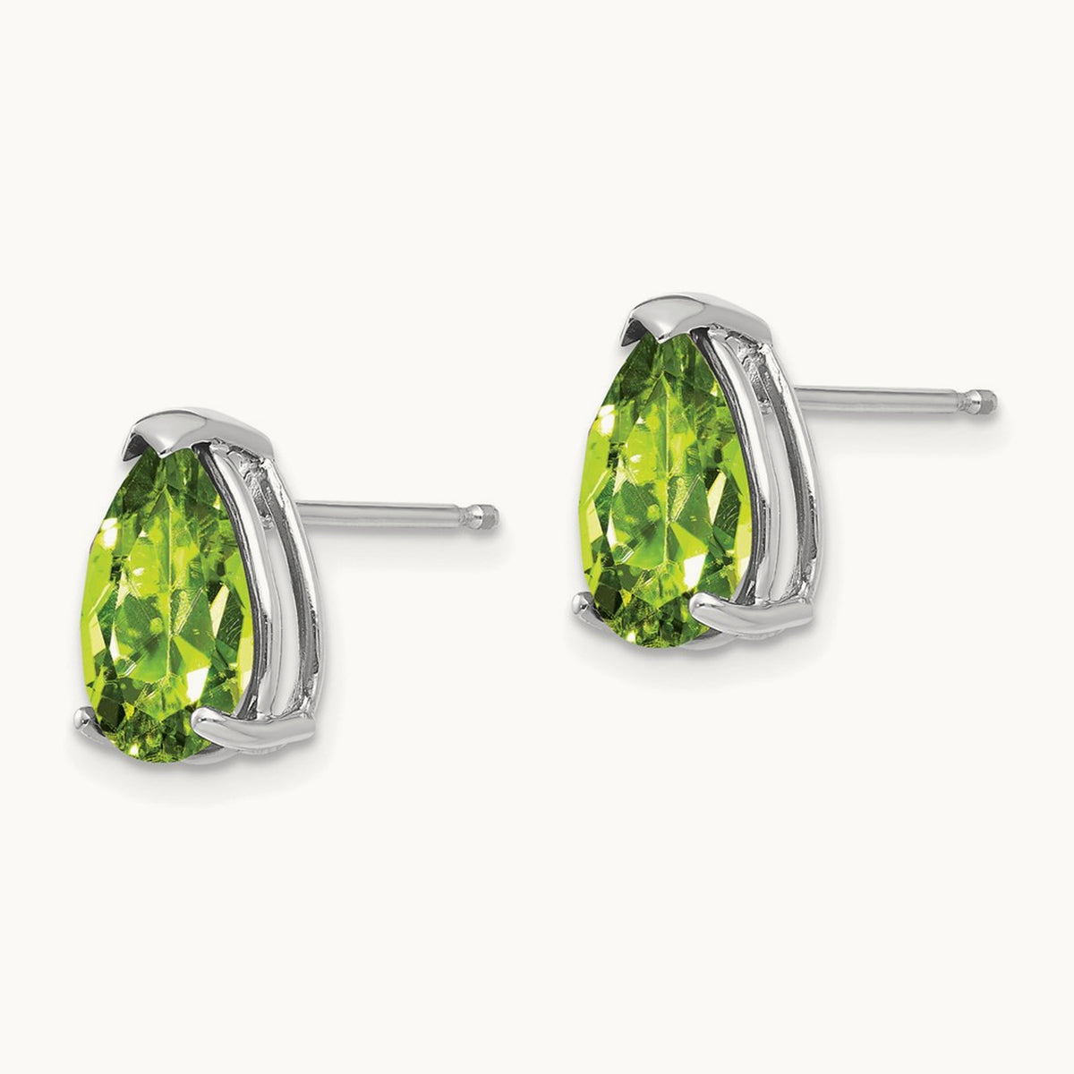 10x7mm Pear Peridot Earrings, 14K White Gold