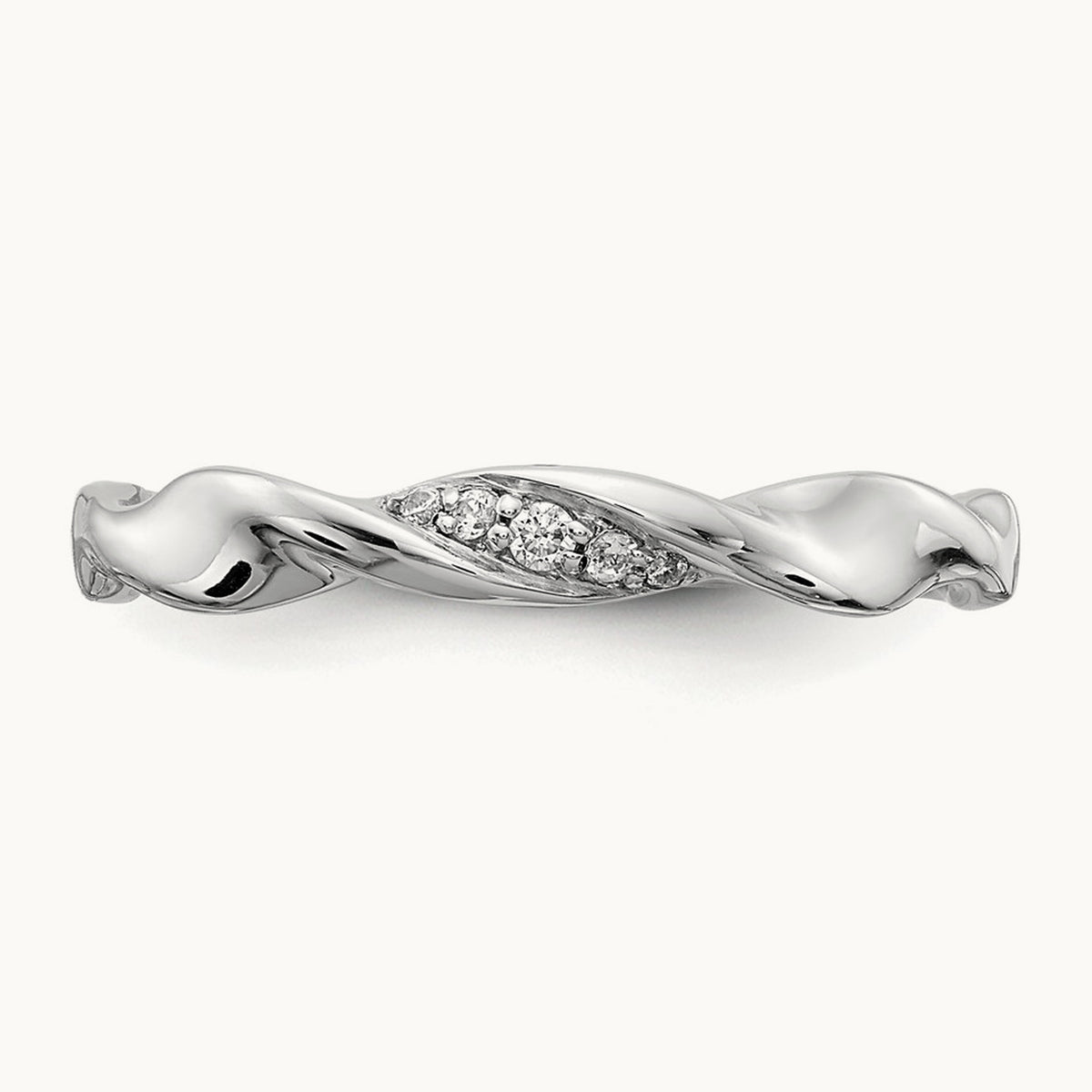 Diamond Fancy Twist Ring, 14K White Gold