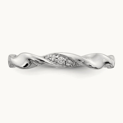 Diamond Fancy Twist Ring, 14K White Gold
