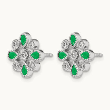 Emerald and Diamond Post Earrings — photo set