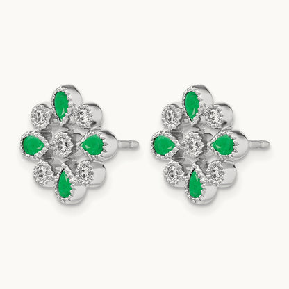 Emerald and Diamond Post Earrings — photo set