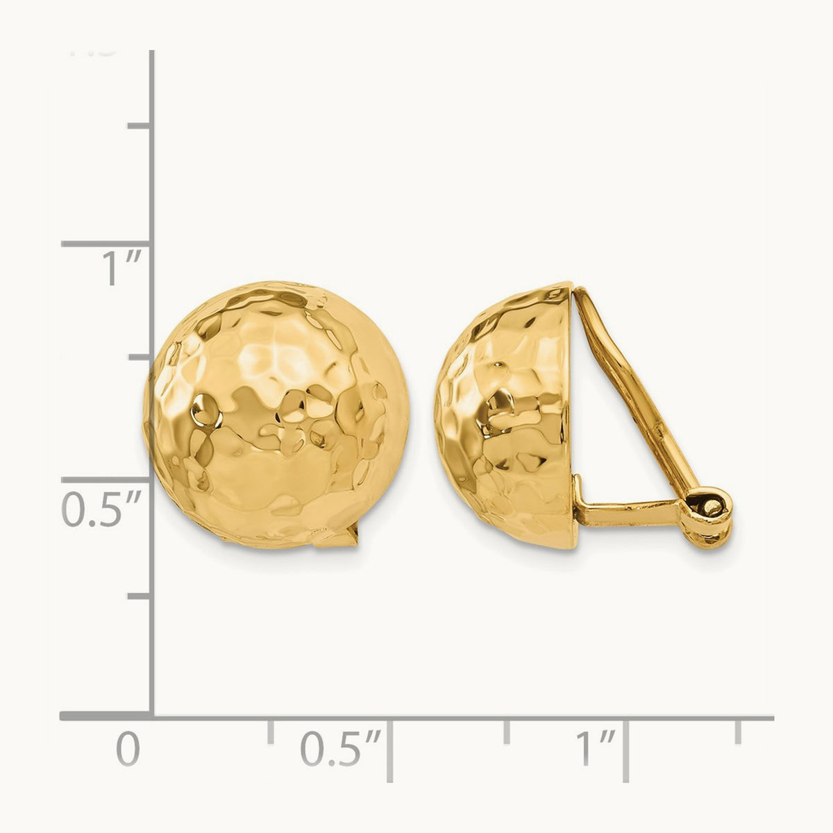 Omega Clip Hammered Non-pierced Earrings — 14mm