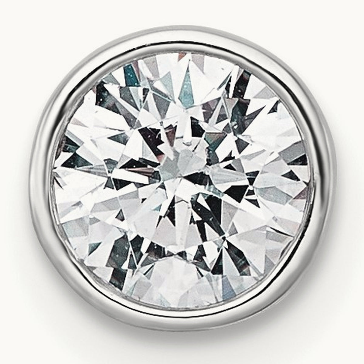 Round Bezel Set Chain Slide Pendant, 0.25-3.00 ct tw Lab-Grown Diamond — 3/4 ct, VS (Best), 14K White Gold