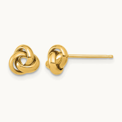 Polished Love Knot Post Earrings — 14K Yellow Gold, 6.8mm