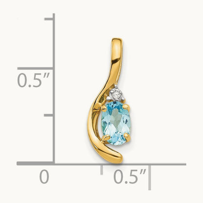 Blue Topaz and Diamond Pendant — 14K Yellow Gold