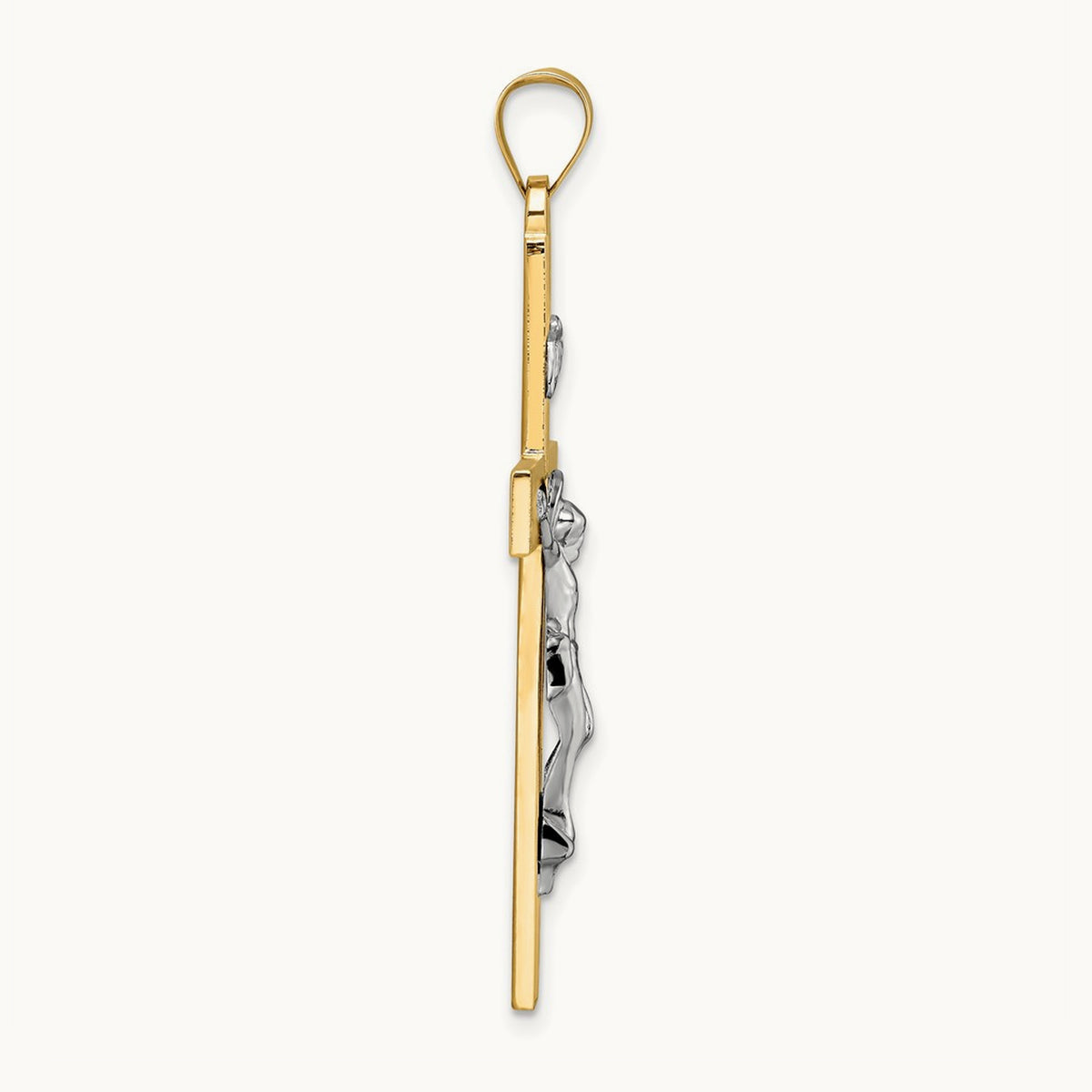 Polished Solid INRI Crucifix Cross Pendant — 48mm