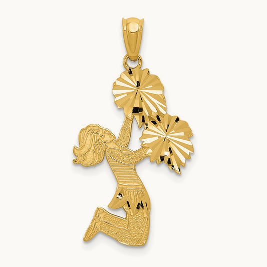 Diamond Cut Cheerleader Charm, 14K