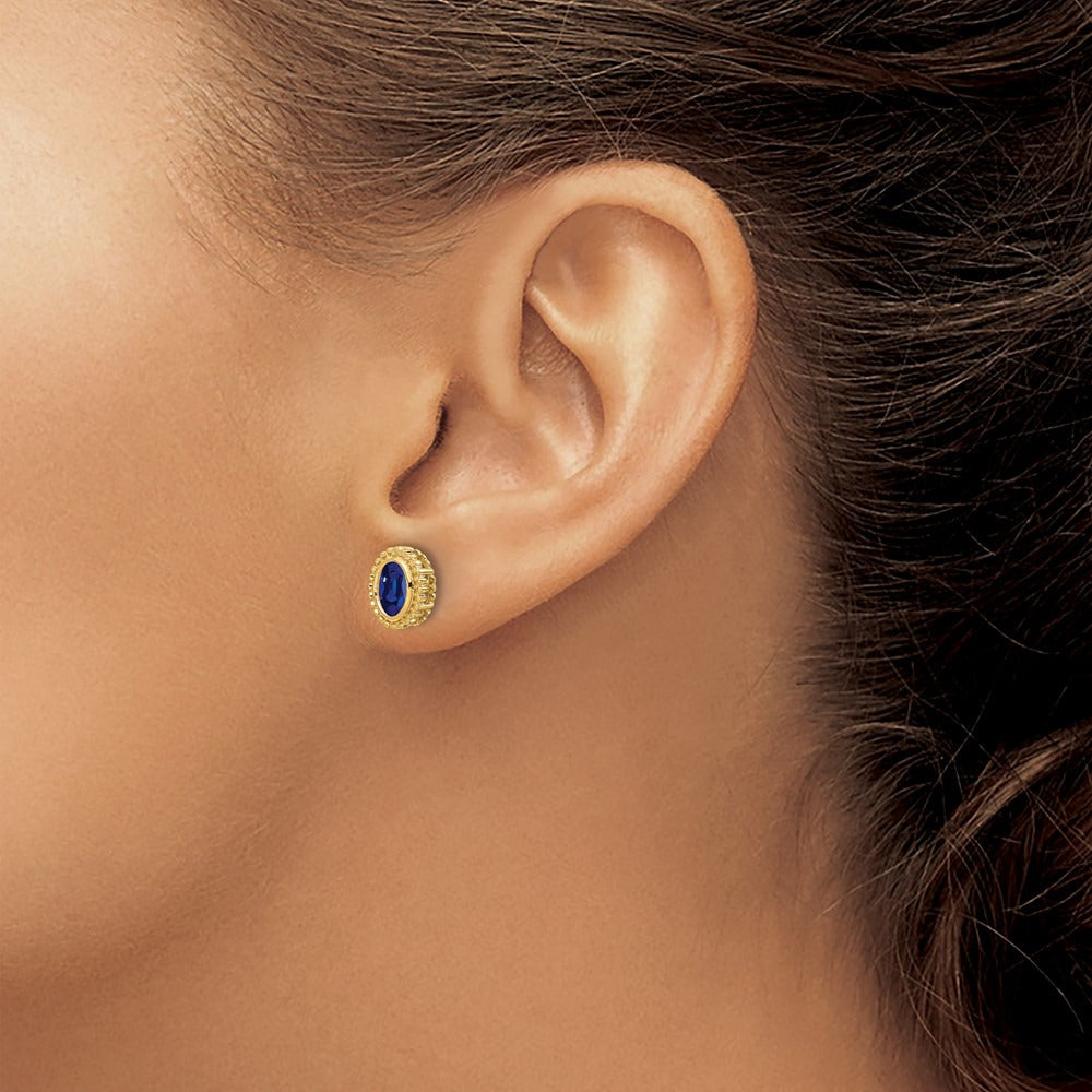 Oval Sapphire Post Earrings — 14K Yellow Gold