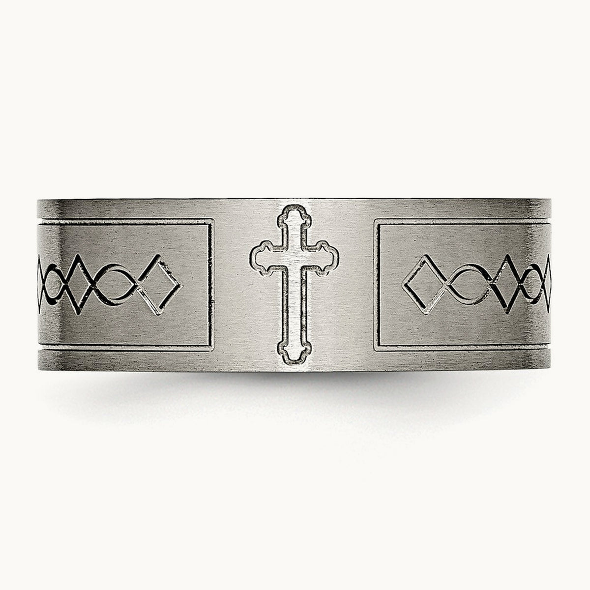 Brushed Cross Design Flat Band — photo set