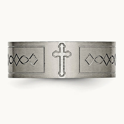 Brushed Cross Design Flat Band — photo set