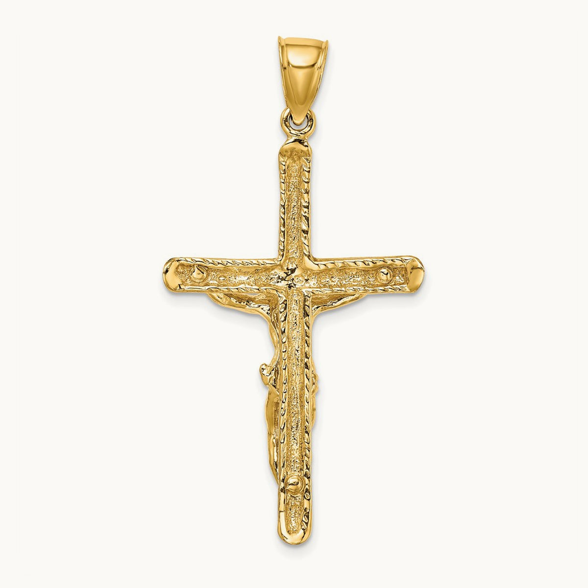 Textured Crucifix Charm — 14K Yellow Gold, 47.1mm