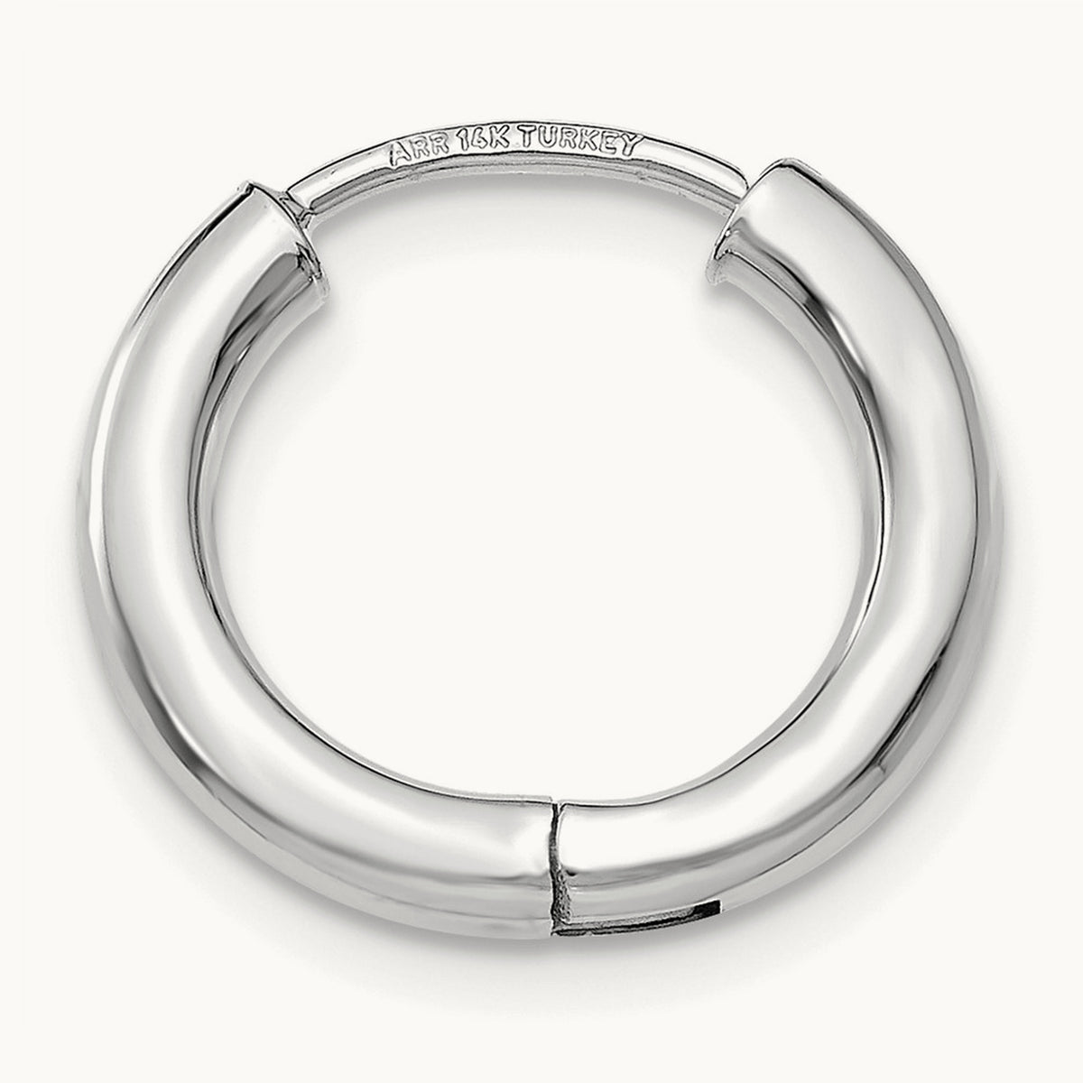 Single 14K White Gold Polished Hollow Hinged Hoop Earring