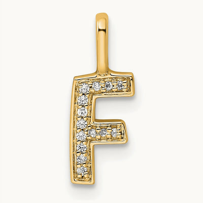 Diamond Letter F Initial Pendant, 14K Gold