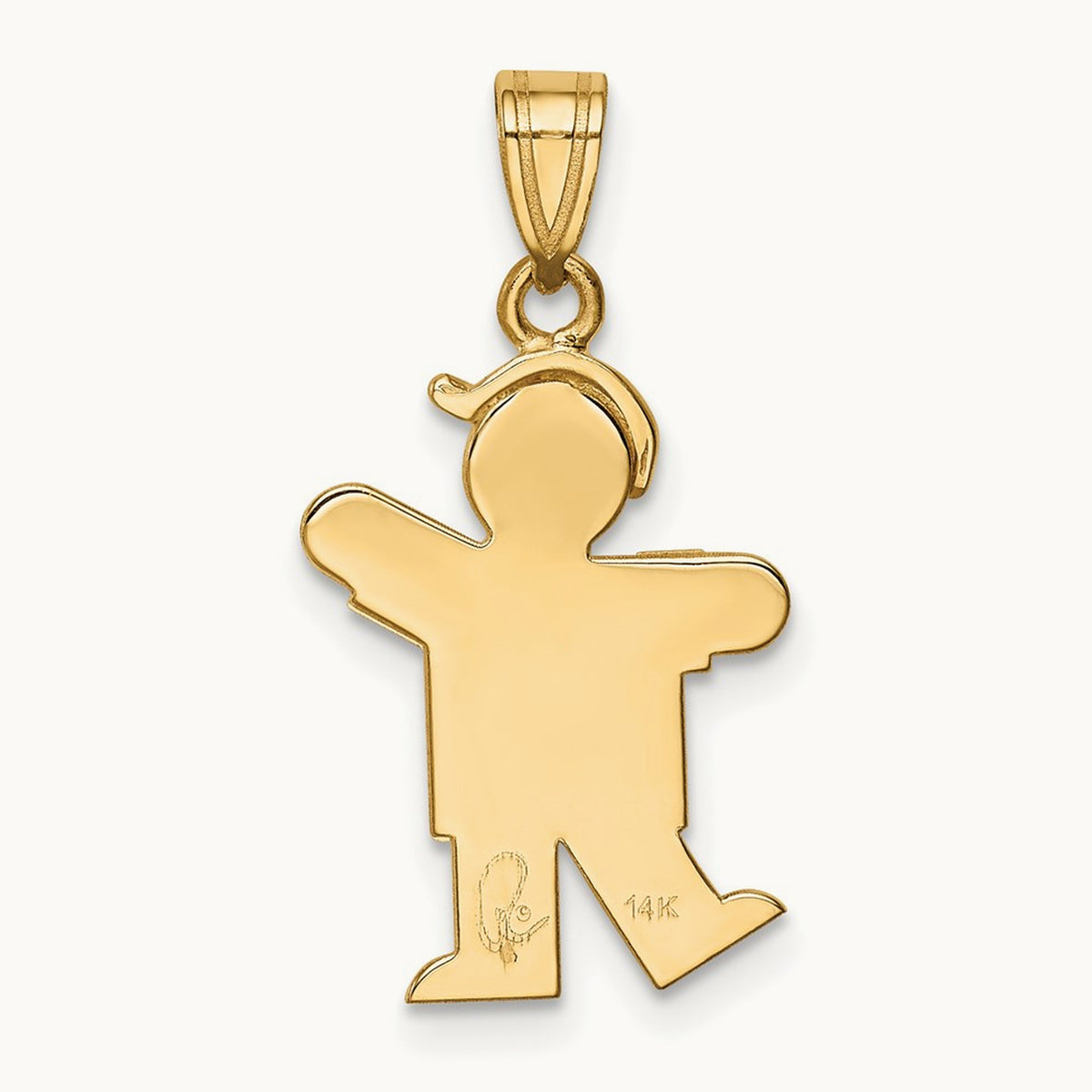 Solid Engravable Boy with Hat on Left Charm — 25mm