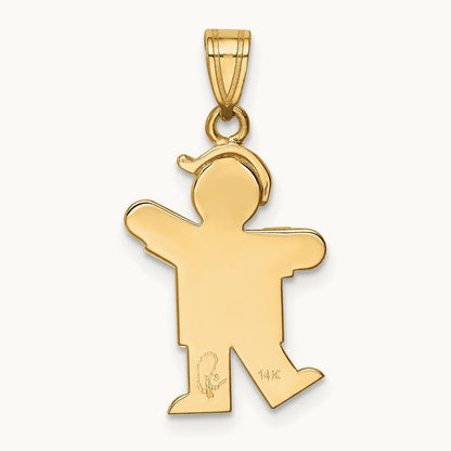 Solid Engravable Boy with Hat on Left Charm — 25mm