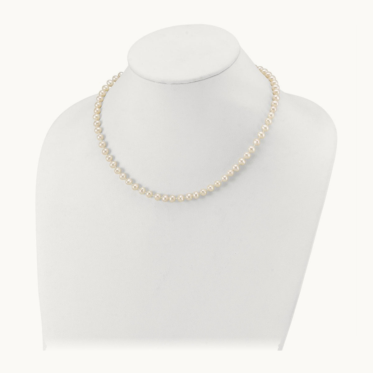 White Near Round Freshwater Cultured Pearl Necklace — 16mm