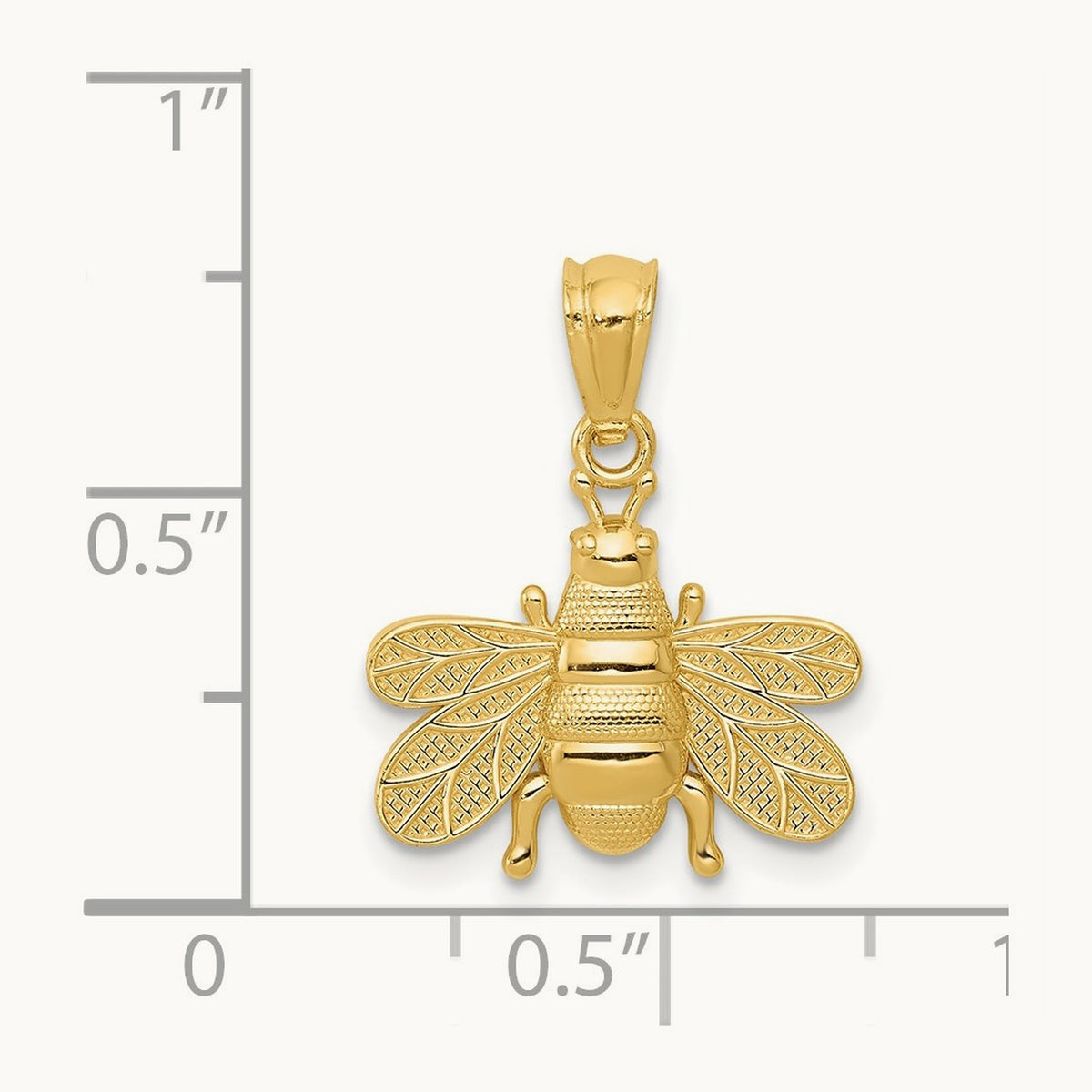 Polished Bee Pendant — 14K Yellow Gold, 19mm