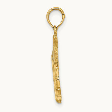 2-D Soccer Shoe Kicking Ball Charm, 14K