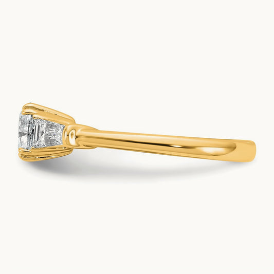Cushion & Baguette Engagement Ring, 1.50-3.75 ct tw Lab-Grown Diamond — 1 1/2 ct, 14K Yellow Gold