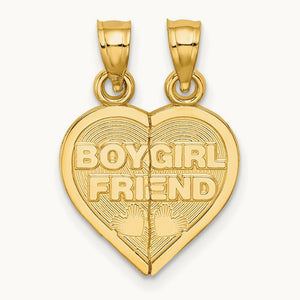 BOY/GIRL FRIEND Break-apart Heart Charm, 14K