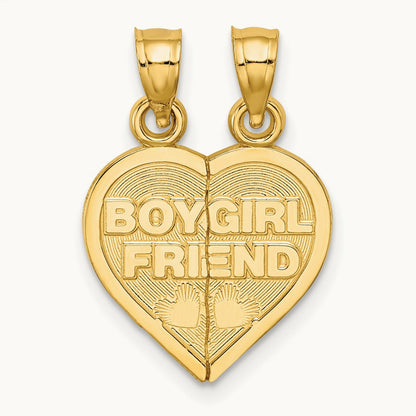 BOY/GIRL FRIEND Break-apart Heart Charm, 14K