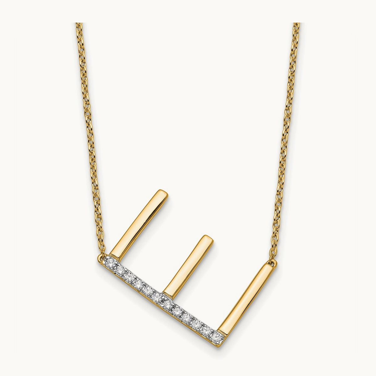 Sideways Diamond Necklace — 14K Yellow Gold, E