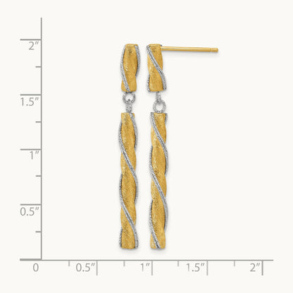 Polished/Satin/Dia-cut Post Dangle Earrings, 14K Two-tone — Leslie's