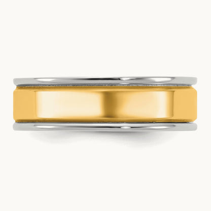 W/Y Step Up Beveled Wedding Band, 6mm, 14K Two-tone