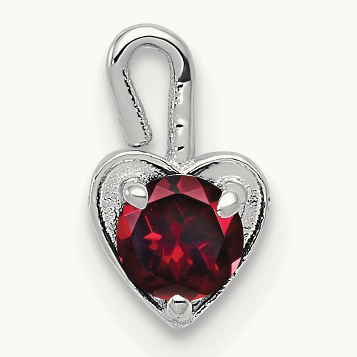 July Synthetic Birthstone Heart Charm — 14K White Gold